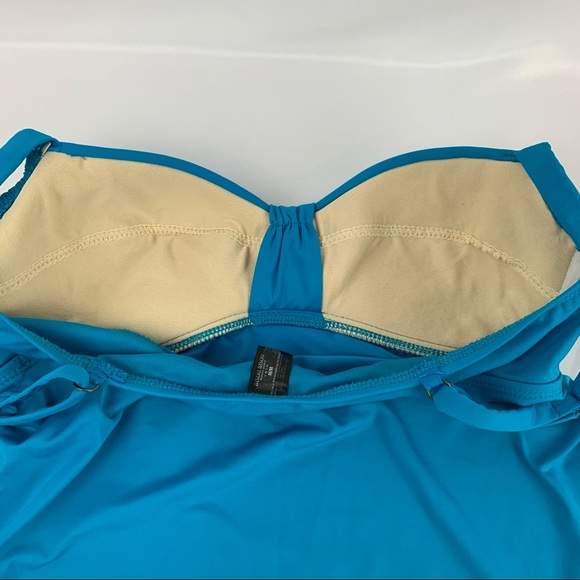 BISOU BISOU Blue tankini swim top padded size M adjustable straps - Picture 4 of 5
